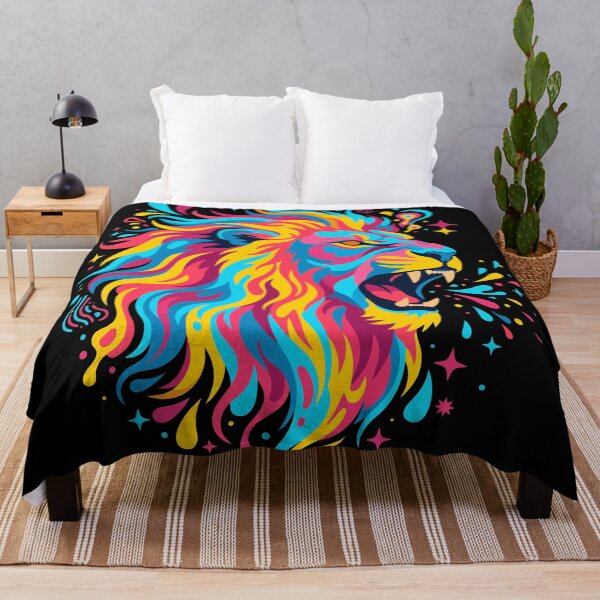 Item preview, Neon Roaring Lion Vibrant Psychedelic Pop Art designed and sold by KeremYurtseven.