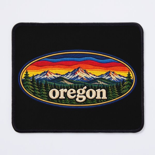 Item preview, Oregon Three Sisters Embroidered Sunset Patch designed and sold by Swanny's Custom T-shirt and Gift Designs.