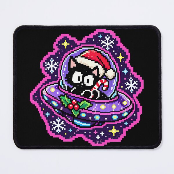 Item preview, Christmas Cat UFO Pixel Art Retro Gaming designed and sold by DesignArtist.ia.