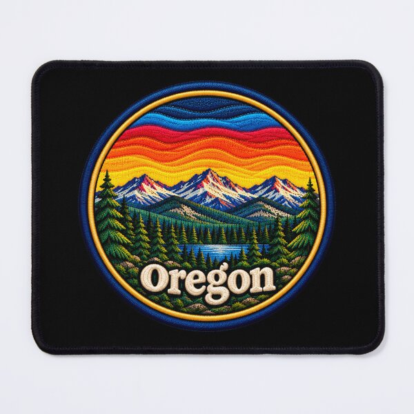Item preview,  Oregon Three Sisters Embroidered Sunset Patch designed and sold by Swanny's Custom T-shirt and Gift Designs.