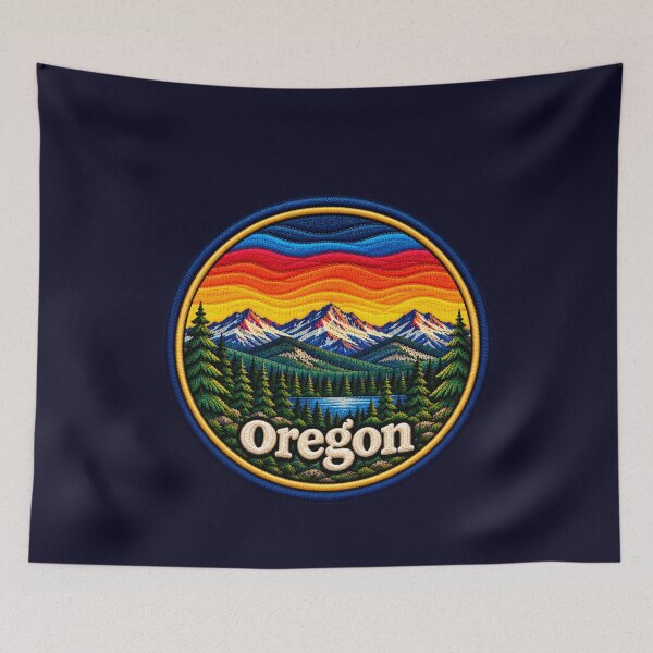 Item preview,  Oregon Three Sisters Embroidered Sunset Patch designed and sold by Swanny's Custom T-shirt and Gift Designs.