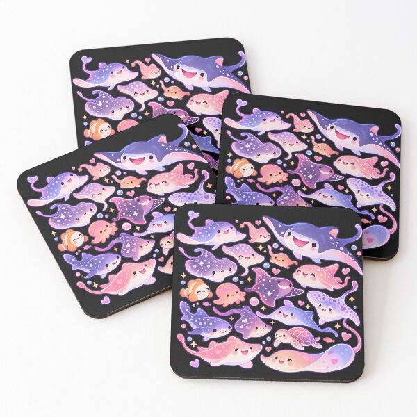 Item preview, Kawaii Pastel Manta Ray & Ocean Friends Sticker Sheet designed and sold by ZayCreates.