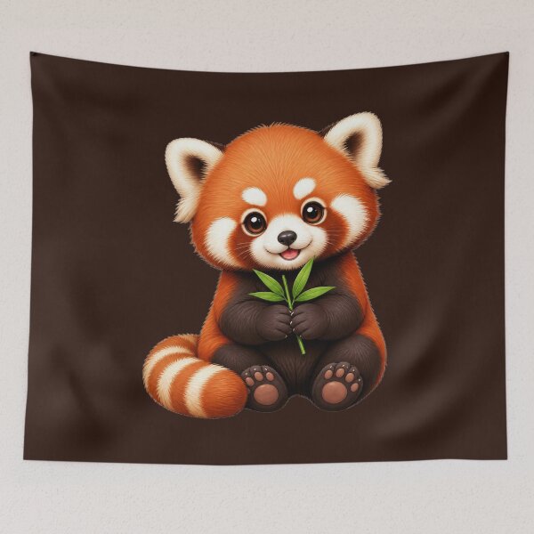 Item preview, Cute Red Panda Holding Bamboo designed and sold by All About DigiCraft by Fedelina.