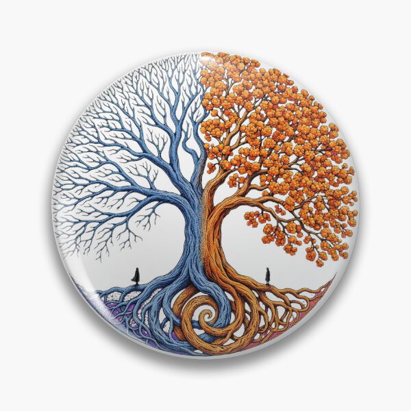 Item preview, Yin Yang Tree of Life Duality - Winter Summer Solstice Spiritual Balance Tree designed and sold by  One City Two Children Studio.