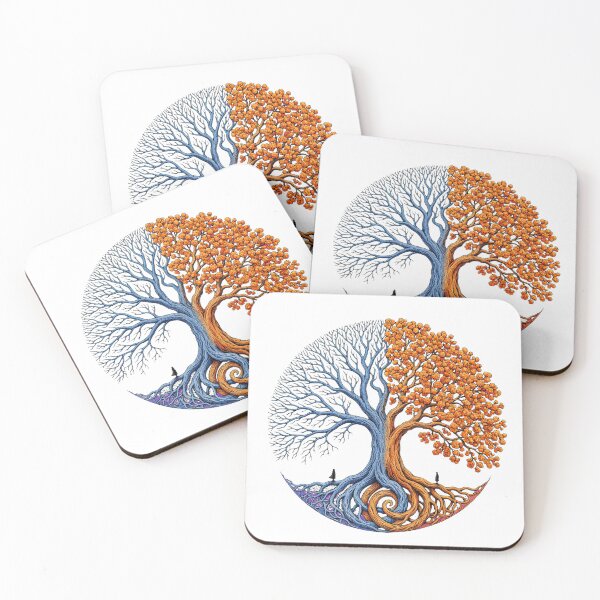 Item preview, Yin Yang Tree of Life Duality - Winter Summer Solstice Spiritual Balance Tree designed and sold by  One City Two Children Studio.