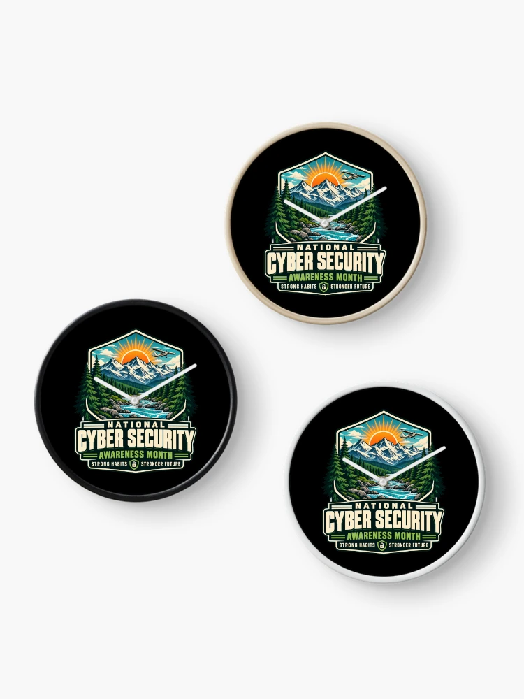 Thumbnail 3 of 4, Clock, Cyber Security Awareness Month designed and sold by ROUX-ART.
