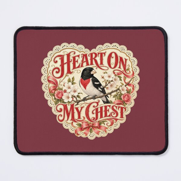 Item preview, Rose Breasted Grosbeak Heart On My Chest Valentine Bird Art designed and sold by shifumart.