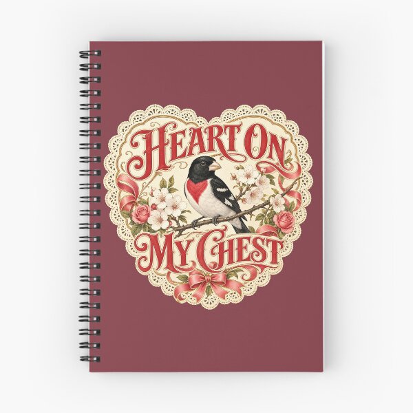 Item preview, Rose Breasted Grosbeak Heart On My Chest Valentine Bird Art designed and sold by shifumart.