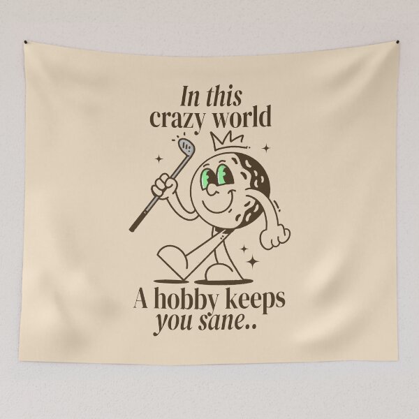 Item preview, Golf Ball Mascot Vintage Cartoon - A Hobby Keeps You Sane designed and sold by adipra.