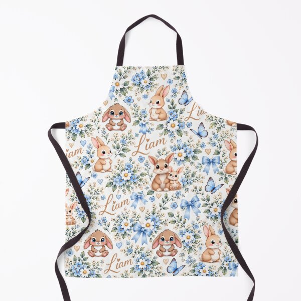 Artikelvorschau, Liam Baby Bunnies – Cute Blue Floral Bunny Nursery Pattern entworfen und verkauft von HO•Designs.