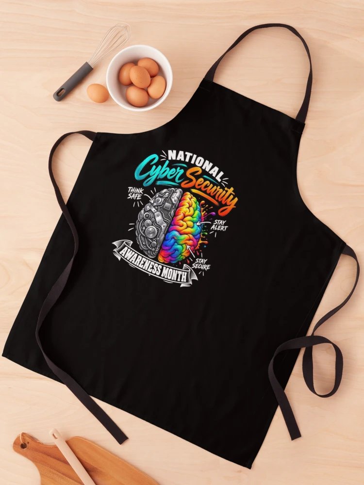 Thumbnail 1 of 6, Apron, Cyber Security Awareness Month designed and sold by ROUX-ART.
