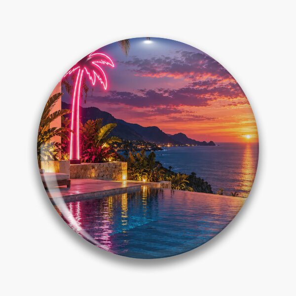 Item preview, Neon Palm Tree Sunset – Luxury Tropical Coastal Escape designed and sold by Sed94.