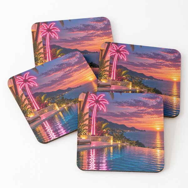Item preview, Neon Palm Tree Sunset – Luxury Tropical Coastal Escape designed and sold by Sed94.
