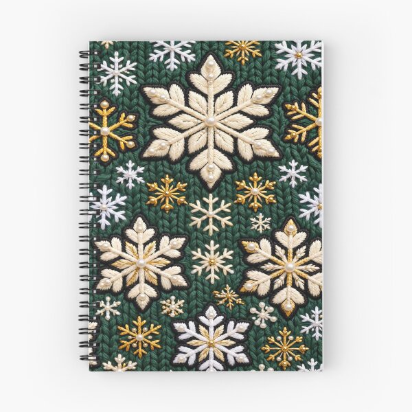 Item preview, Cozy Green Knit Christmas Snowflake Embroidery Pattern Textile  designed and sold by  One City Two Children Studio.