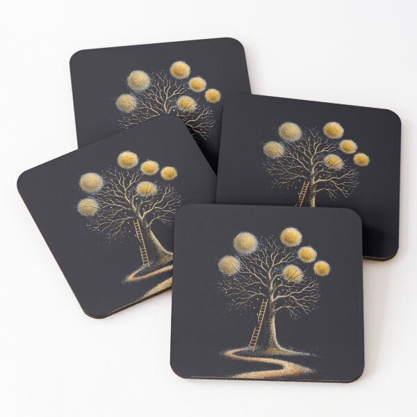 Item preview, Surreal Stippling Tree Climbing To Golden Stars Design designed and sold by  One City Two Children Studio.