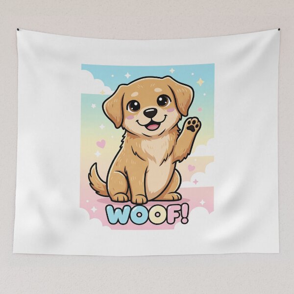 Item preview, Waving Labrador Puppy - Woof Cute Pastel Cartoon Illustration designed and sold by Lucid Dream Pixel.