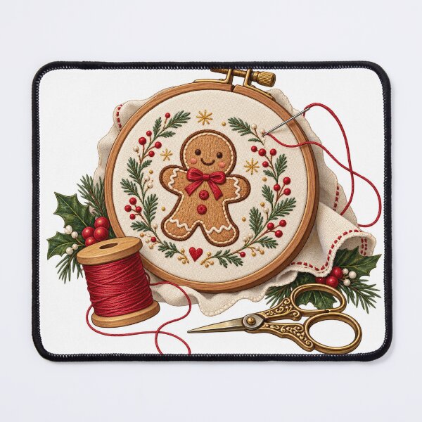 Item preview, Gingerbread Embroidery — Cozy Christmas Sewing Room designed and sold by narinzoon.