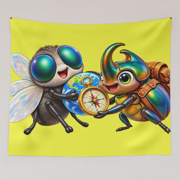 Item preview, Around the World Together – Funny Fly and Beetle Explorers designed and sold by JanRizz.