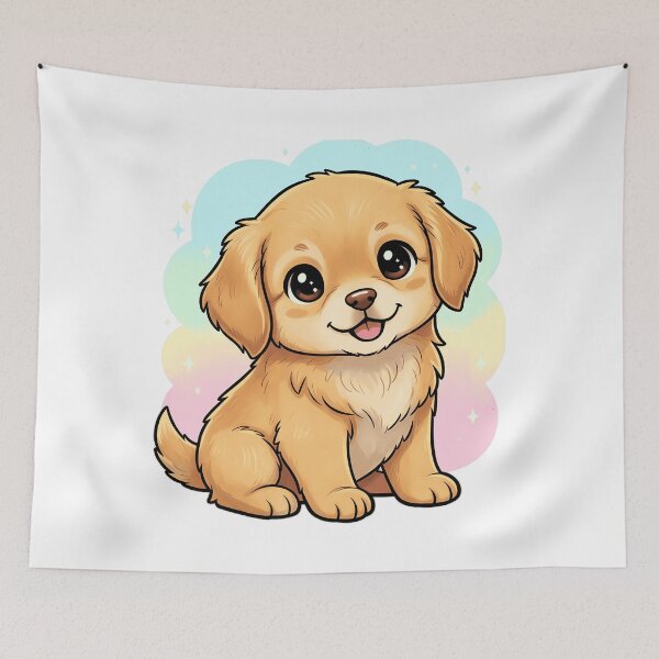 Item preview, Golden Retriever Puppy - Cute Fluffy Pastel Rainbow Cartoon designed and sold by Lucid Dream Pixel.