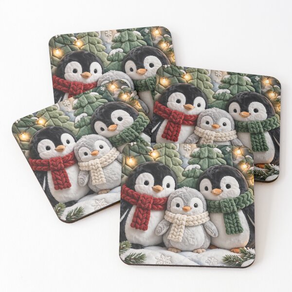 Item preview, Cozy Christmas Penguin Family Fireplace Winter Cozy designed and sold by  One City Two Children Studio.