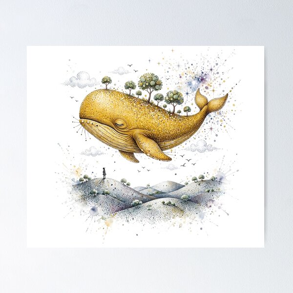 Item preview, Surreal Floating Cosmic Whale Pointillism Design designed and sold by  One City Two Children Studio.