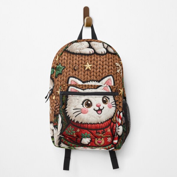 Item preview, Cute Christmas Cat Embroidery Knit Sweater Pattern Textile designed and sold by One City Two Children Studio.
