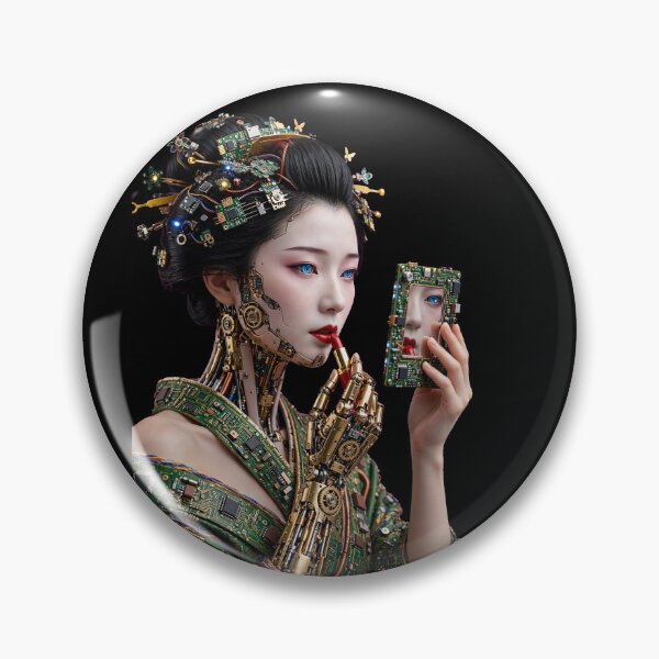 Item preview, Cyberpunk Geisha Cyborg Circuit Board Makeup Graphic designed and sold by  One City Two Children Studio.