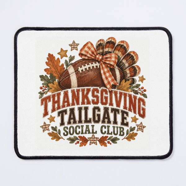 Item preview, Thanksgiving Tailgate Social Club with Football and Feathers designed and sold by Cute-and-Co.