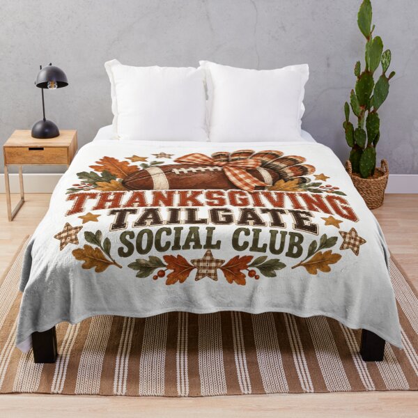 Item preview, Thanksgiving Tailgate Social Club with Football and Feathers designed and sold by Cute-and-Co.