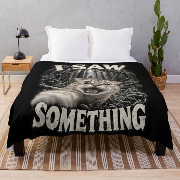 Item preview, I Saw Something – Funny Scared Cat Paranormal Cryptid Meme designed and sold by GrimCuteStudio.
