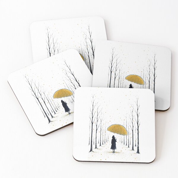 Item preview, Surreal Golden Rain Umbrella Pointillism Design designed and sold by  One City Two Children Studio.