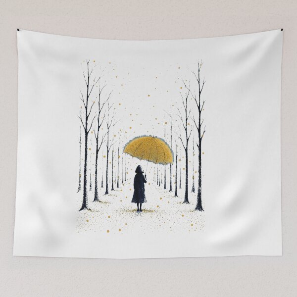 Item preview, Surreal Golden Rain Umbrella Pointillism Design designed and sold by  One City Two Children Studio.