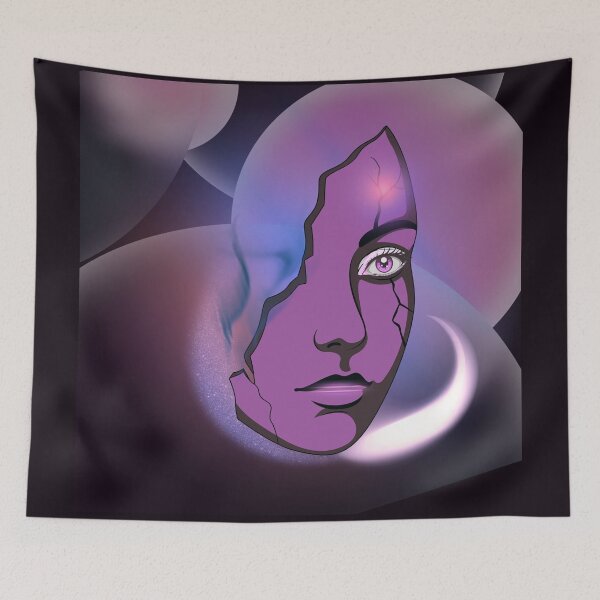 Item preview, Surreal Glowing Cracked Mask Portrait Art Design designed and sold by tinkeybabes.