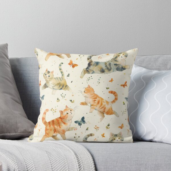 Item preview, Watercolor Playful Cats Seamless Pattern designed and sold by Phongphut.