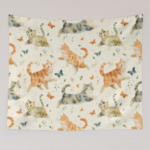 Item preview, Watercolor Playful Cats Seamless Pattern designed and sold by Phongphut.
