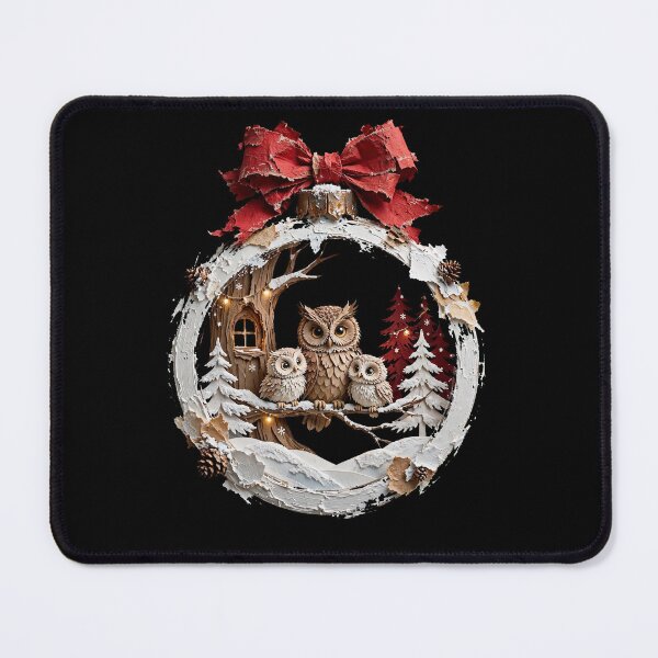 Item preview, Cozy Christmas Owl Family Winter Ornament Design designed and sold by One City Two Children Studio.