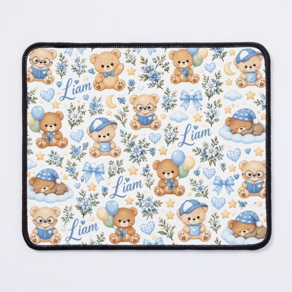 Artikelvorschau, Liam Teddy Bear Nursery – Cute Blue Baby Boy Blanket Pattern entworfen und verkauft von HO•Designs.
