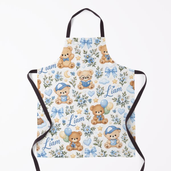 Artikelvorschau, Liam Teddy Bear Nursery – Cute Blue Baby Boy Blanket Pattern entworfen und verkauft von HO•Designs.