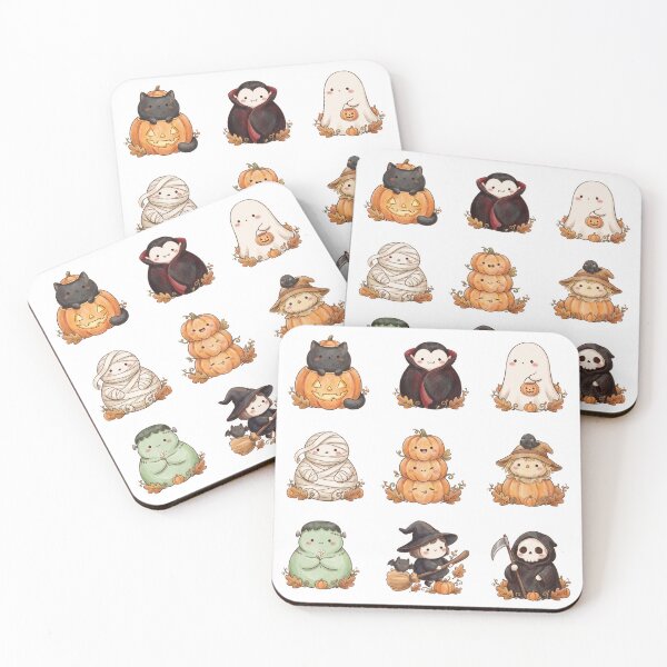 Item preview, Kawaii Halloween Sticker Sheet - Cute Spooky Monsters & Autumn Treats designed and sold by 0Zetgest.