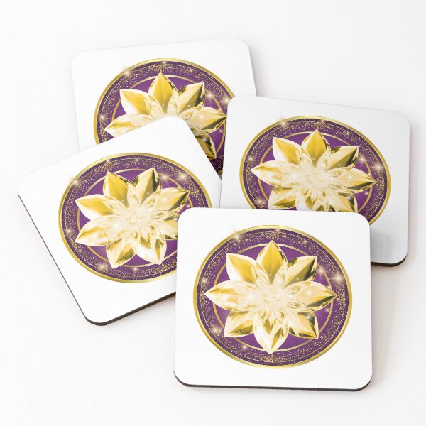 Item preview, 3D Royal Purple & Golden Amber Crystal Lotus Mandala designed and sold by MinimalAurashop.