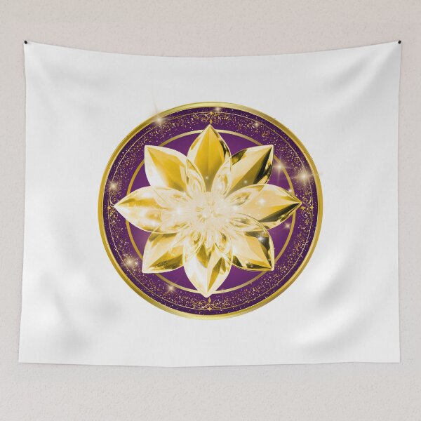 Item preview, 3D Royal Purple & Golden Amber Crystal Lotus Mandala designed and sold by MinimalAurashop.