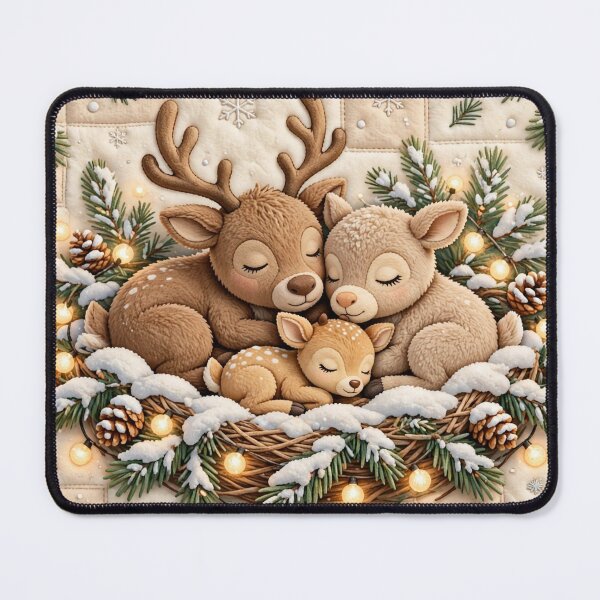 Item preview, Cozy Christmas Deer Family Sleeping Winter Forest Cozy designed and sold by  One City Two Children Studio.