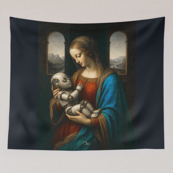Item preview, Born to Save Humanity Renaissance AI Robot Madonna Canvas Art designed and sold by DMarquiseArt.