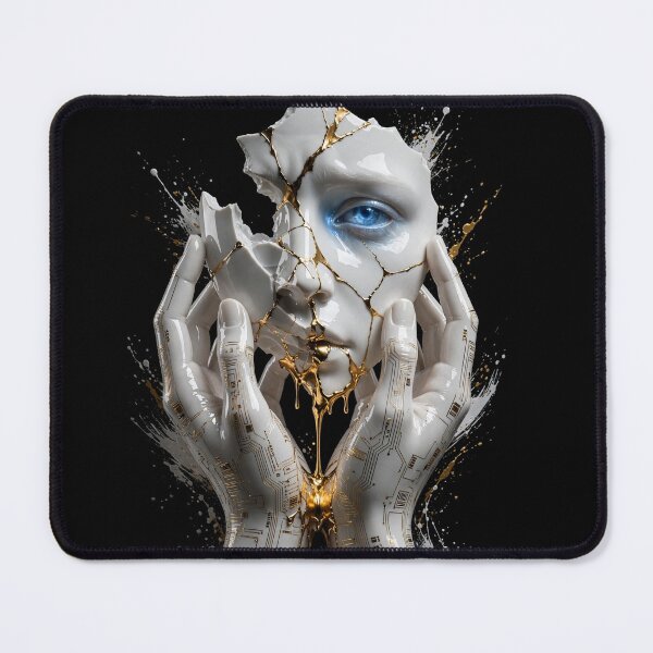 Item preview,  Cyber Kintsugi Broken Porcelain Face Cyberpunk Emblem designed and sold by  One City Two Children Studio.