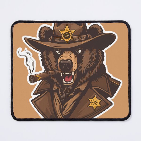 Item preview, Grizzly Sheriff | Wild West Cowboy Bear with Cigar Sticker & Apparel Design designed and sold by Swizzy2vore.