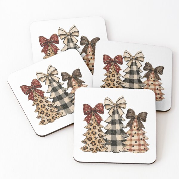 Item preview, Preppy Christmas Tree Trio with Patterned Oversized Bows designed and sold by Cute-and-Co.