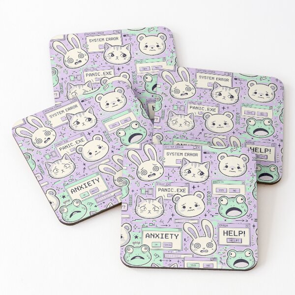 Artikelvorschau, Ängstliche Kawaii-Gesichter Pastellmuster entworfen und verkauft von Visual Dept..