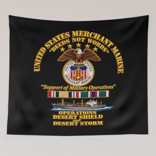 Item preview, Merchant Marine - Operation Desert Shield - Storm w Svc Ribbons with Shipping Scene - 3D - Transparent designed and sold by Military Insignia Products.