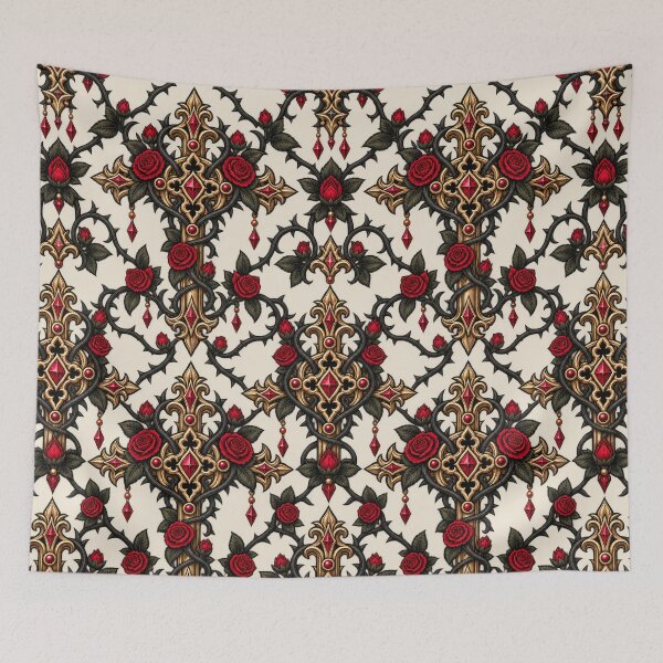 Item preview, Gothic Rose Cross with Ruby Jewels – Dark Victorian Baroque Design designed and sold by MetaModel Editions.