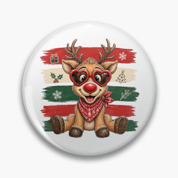 Item preview, Christmas Reindeer with Heart Glasses and Red Scarf designed and sold by Cute-and-Co.